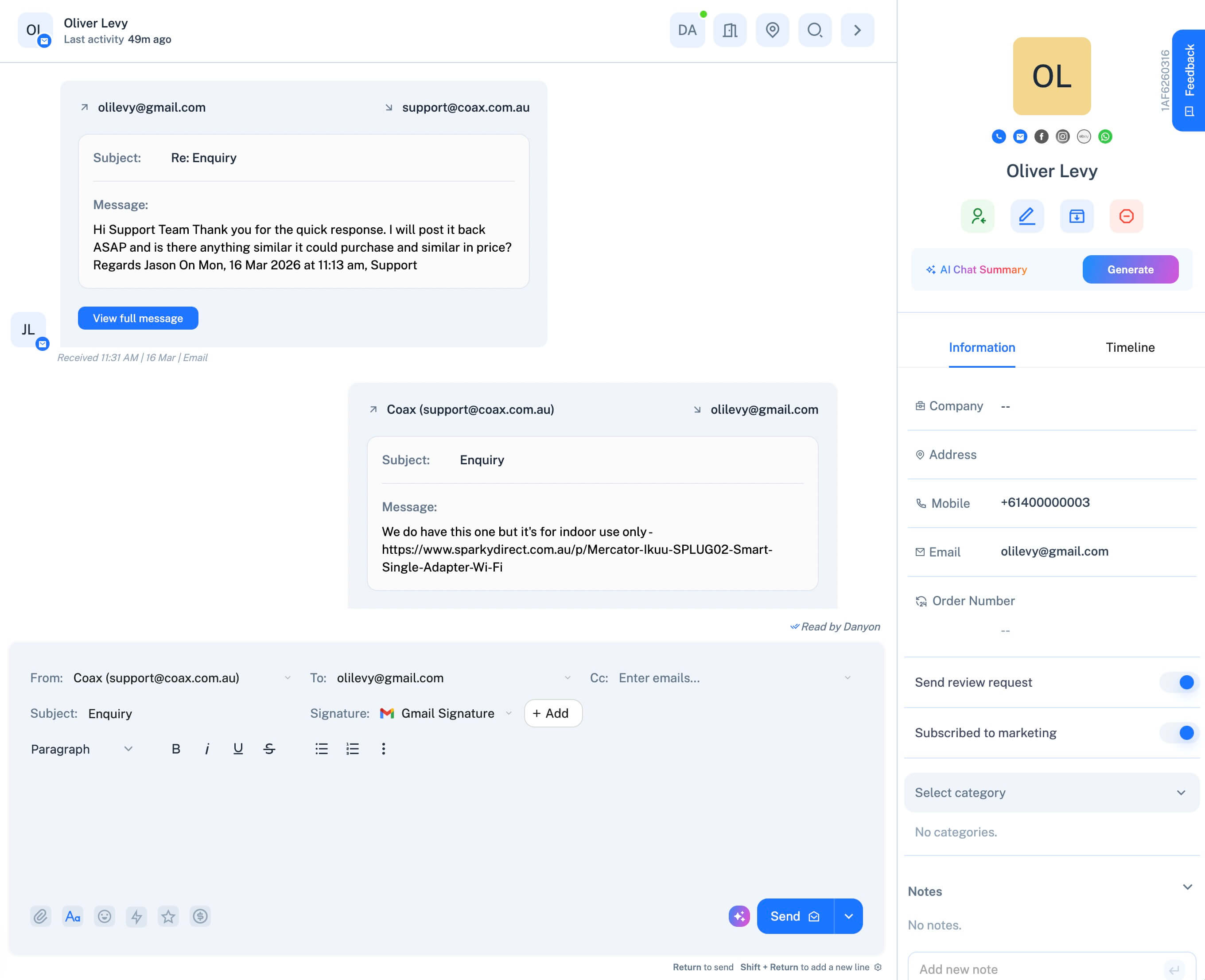 Coax platform - Email channel interface