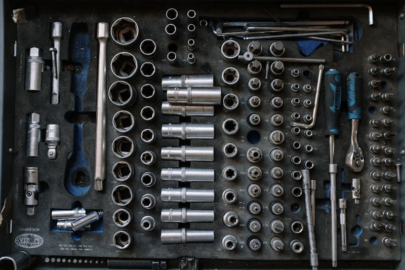 Salvage parts on shelves