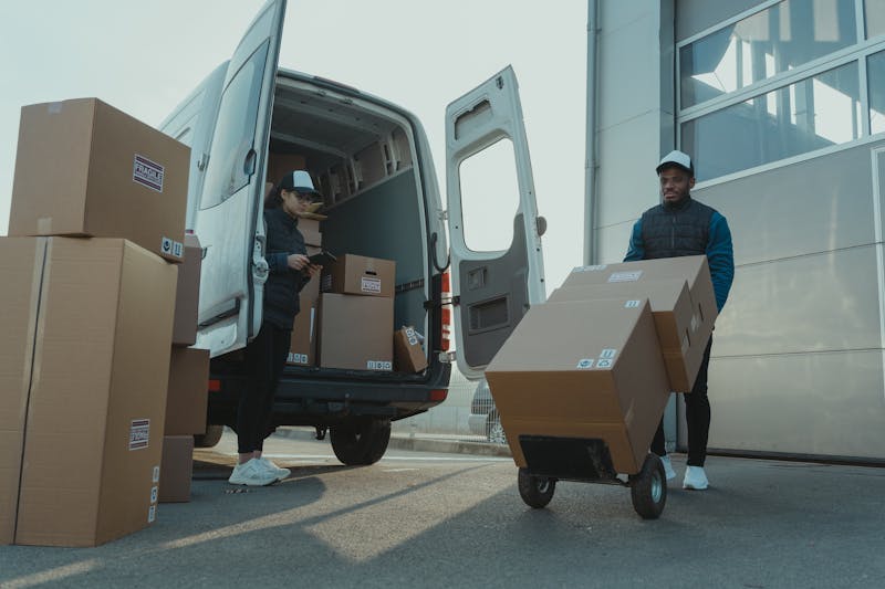 Person packing ecommerce orders at fulfillment desk