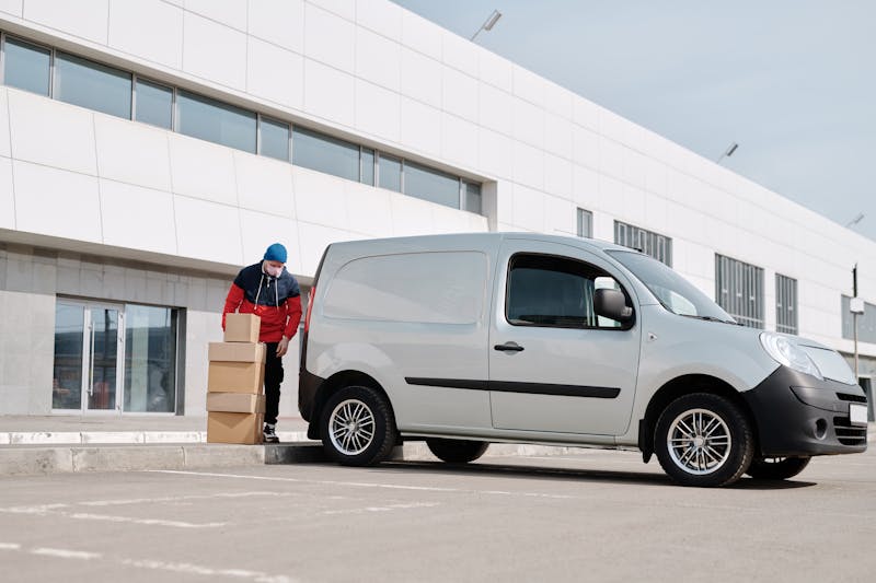 Courier delivering online order to customer