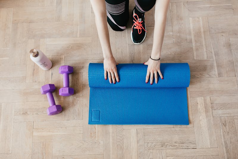 Group fitness class in studio